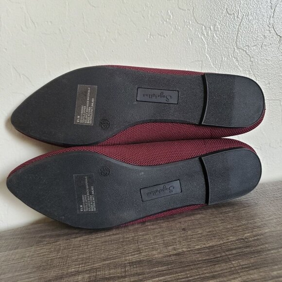 Seychelles Pointed Toe Slip-On Ballet Flat Scalloped Maroon Berry Sz Women's 9.5 - Picture 8 of 10